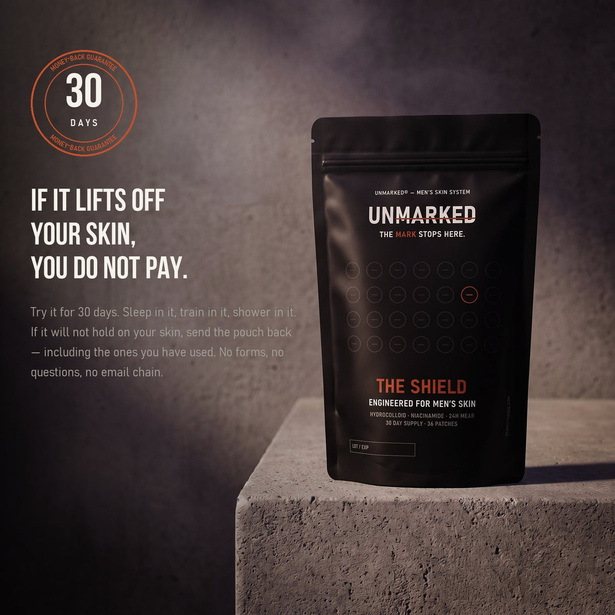 30-day money-back guarantee stated plainly beside The Shield